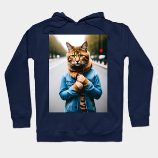 Humanoid Cat - Modern Digital Art Hoodie